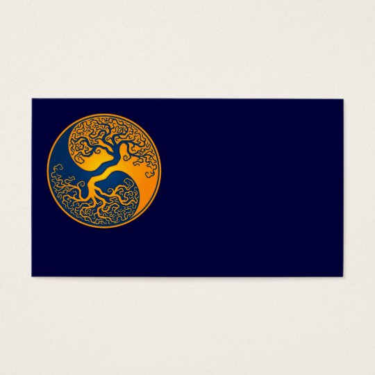 Blue and Yellow Tree of Life Yin Yang Business Card