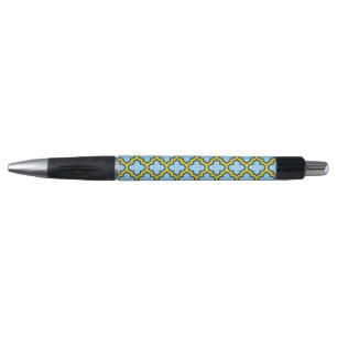 Blue and Yellow Trellis, Lattice, Quatrefoil