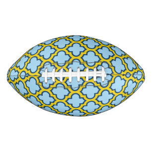Blue and Yellow Trellis, Lattice, Quatrefoil American Football