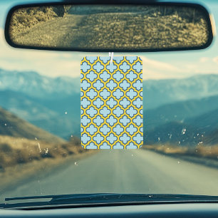 Blue and Yellow Trellis, Lattice, Quatrefoil Car Air Freshener