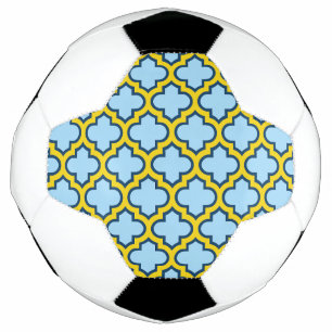 Blue and Yellow Trellis, Lattice, Quatrefoil Football