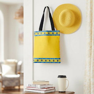 Blue and yellow tribal tote bag