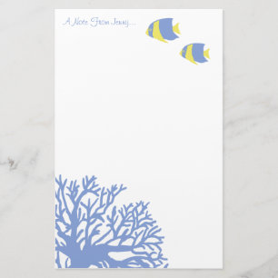Blue and Yellow Tropical Angelfish Stationery