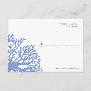 Blue and Yellow Tropical Coral Wedding rsvp Card