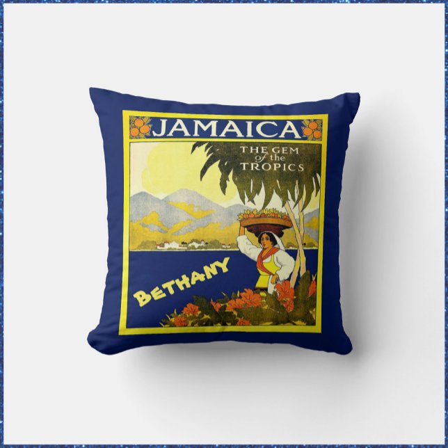 Blue and Yellow Tropical Jamaica Cushion (Creator Uploaded)