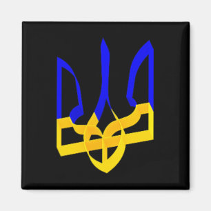 Blue And Yellow Ukraine Coat Of Arms Gerfalcon Tri Magnet