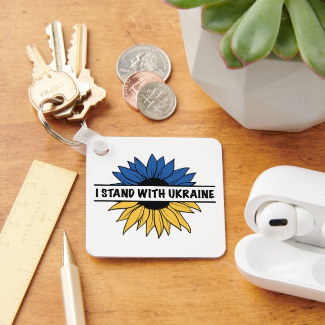Blue and Yellow Ukraine Flag Motif Key Ring (Desk)