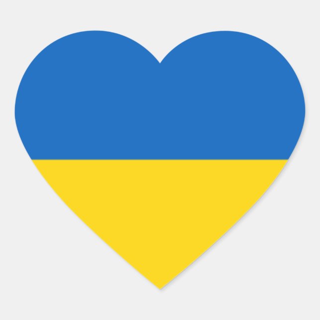 Blue and Yellow Ukraine Heart Sticker (Front)