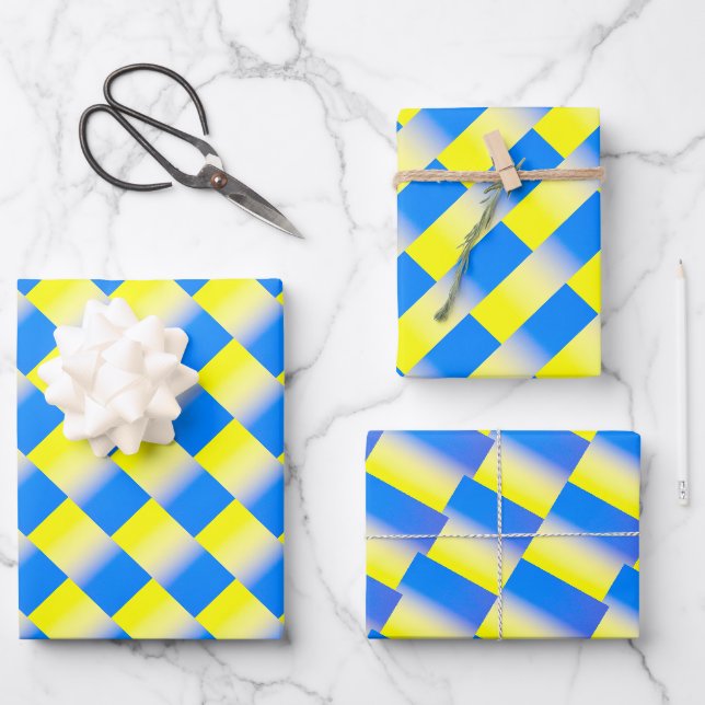 Blue and Yellow Ukraine Inspiration Peace No War Wrapping Paper Sheet (Front)