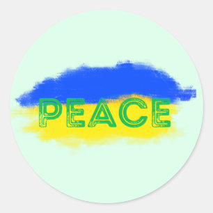 Blue and Yellow Ukraine Inspirations Peace No War Classic Round Sticker