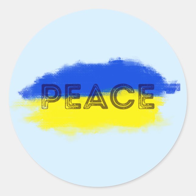 Blue and Yellow Ukraine Inspirations Peace No War Classic Round Sticker (Front)
