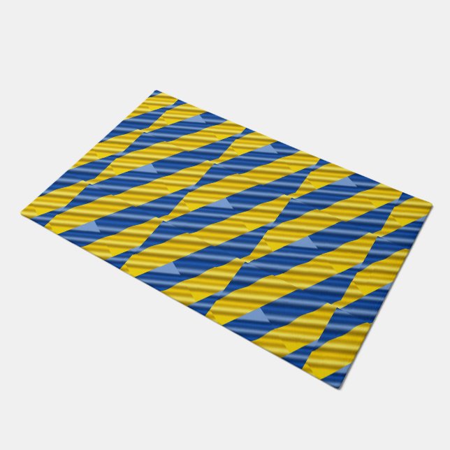 Blue and Yellow Ukraine Inspirations Peace No War Doormat (Angled)