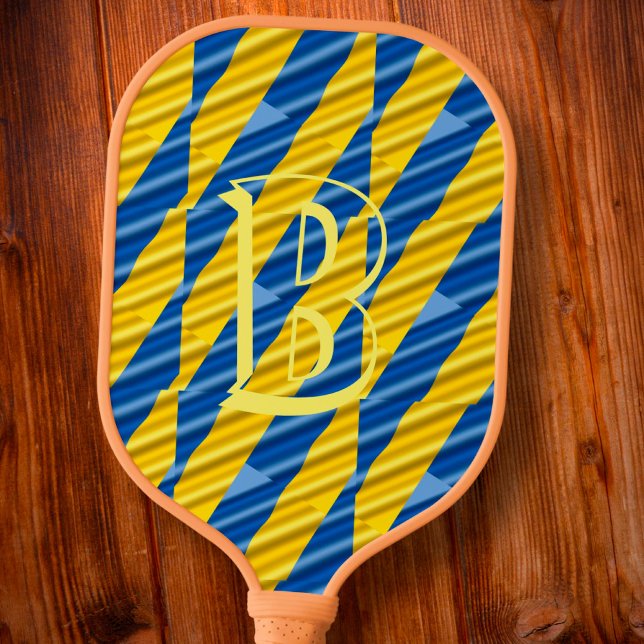 Blue and Yellow Ukraine Inspired Monogram Initial Pickleball Paddle (Creator Uploaded)