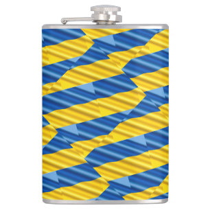 Blue and Yellow Ukraine Inspired peace anti war Hip Flask