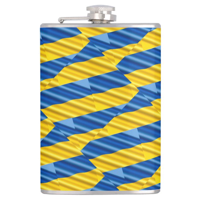 Blue and Yellow Ukraine Inspired peace anti war Hip Flask (Front)