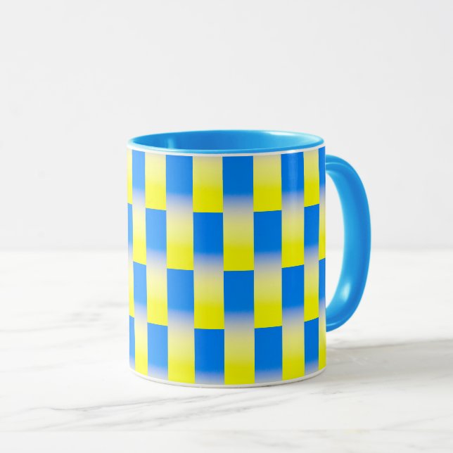 Blue and Yellow Ukraine Inspired peace anti war Mug (Front Right)