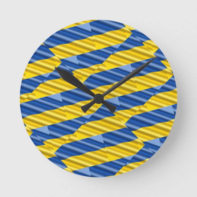 Blue and Yellow Ukraine Inspired peace anti war Round Clock (Front)