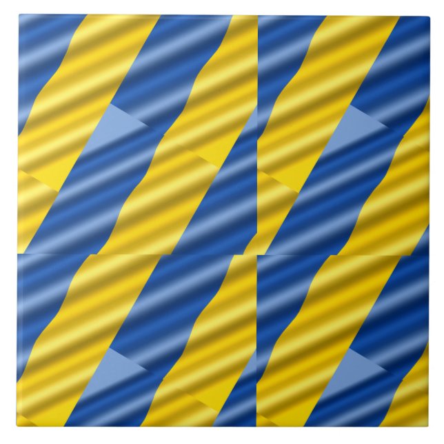 Blue and Yellow Ukraine Inspired peace anti war Tile (Front)