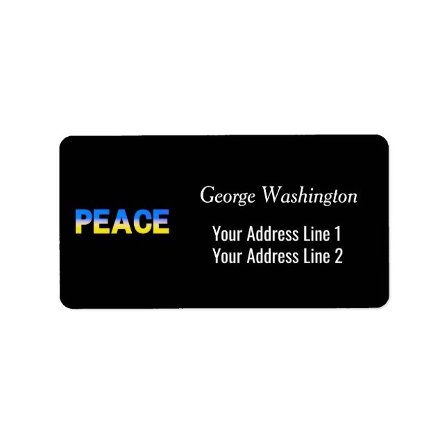 Blue and Yellow Ukraine Inspired Peace No War Label (Front)