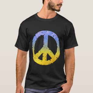 Blue And Yellow Ukraine Peace Sign Retro Feel Ukra T-Shirt