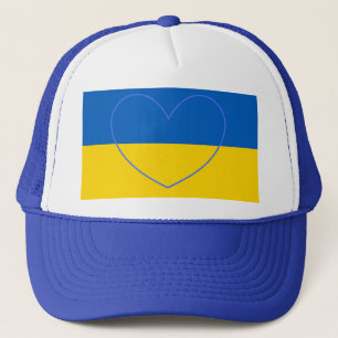 Blue and Yellow Ukraine Support  Heart Trucker Hat
