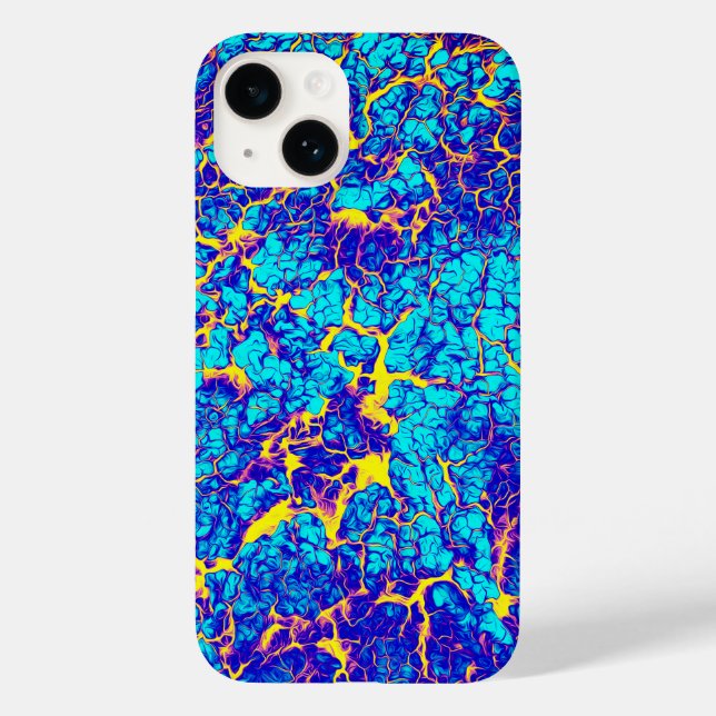 Blue and Yellow Unique Texture Pattern Case-Mate iPhone Case (Back)