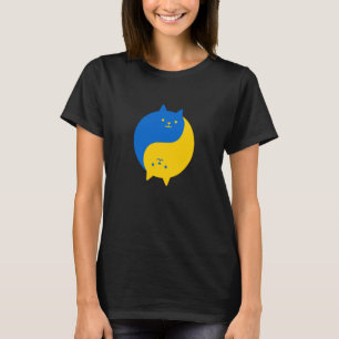 Blue and Yellow Victory Cats Balanced Yin Yang Meo T-Shirt