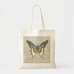 Blue and Yellow Vintage Style Butterfly Tote Bag