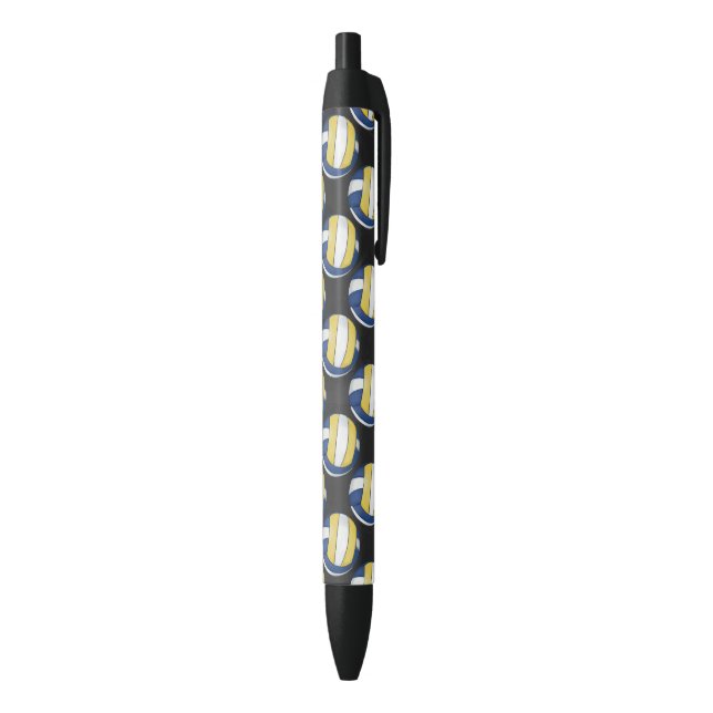 Blue and Yellow Volleyball Patterns Black Ink Pen (Bottom (Vertical))