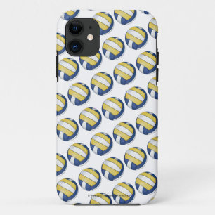 Blue and Yellow Volleyball Patterns iPhone 11 Case