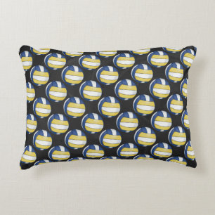 Blue and Yellow Volleyball Patterns Decorative Cushion