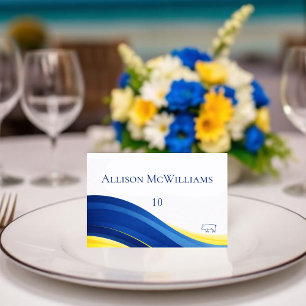 Blue and Yellow Wedding Place Cards Pork Icon