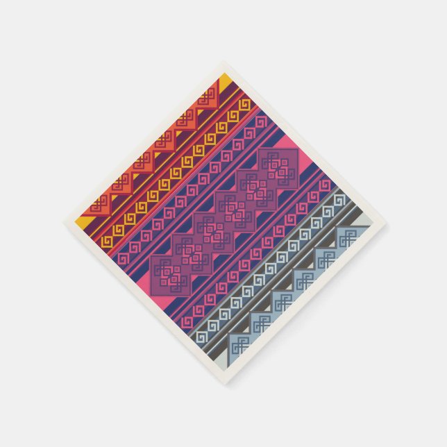 Blue Andean, Orange and Magenta Design Napkin (Corner)