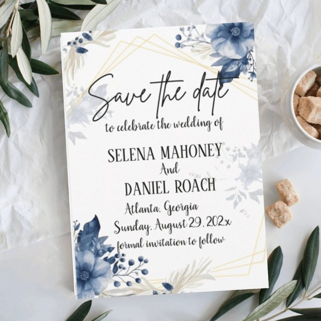 "Blue Anemone Blossoms: Floral Wedding" Save The Date (Creator Uploaded)