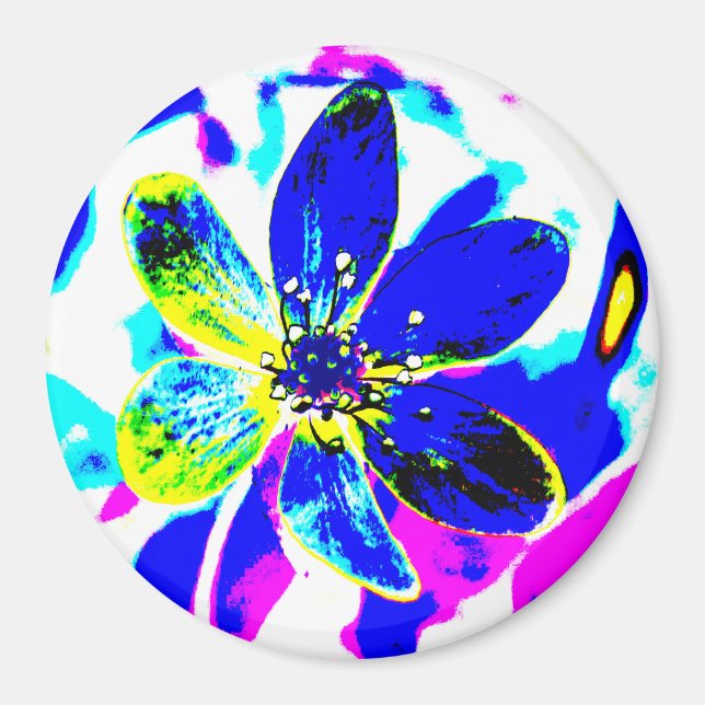 blue anemone coaster magnet (Front)