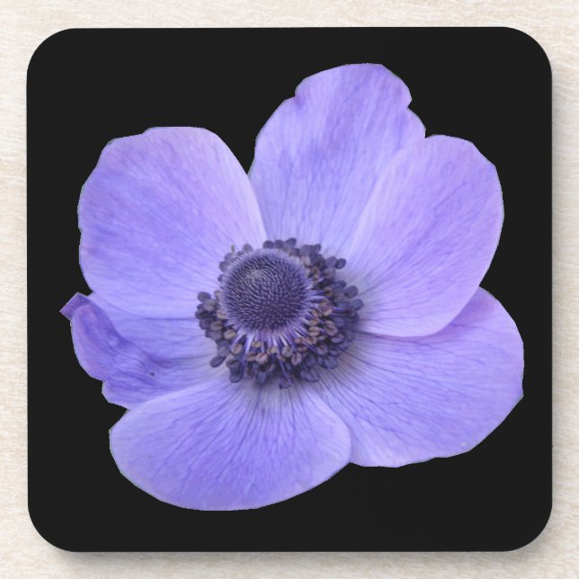 Blue Anemone Cork Coaster (Front)