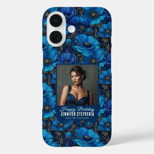 Blue Anemones Garden Surprise Birthday Trendy iPhone 16 Case