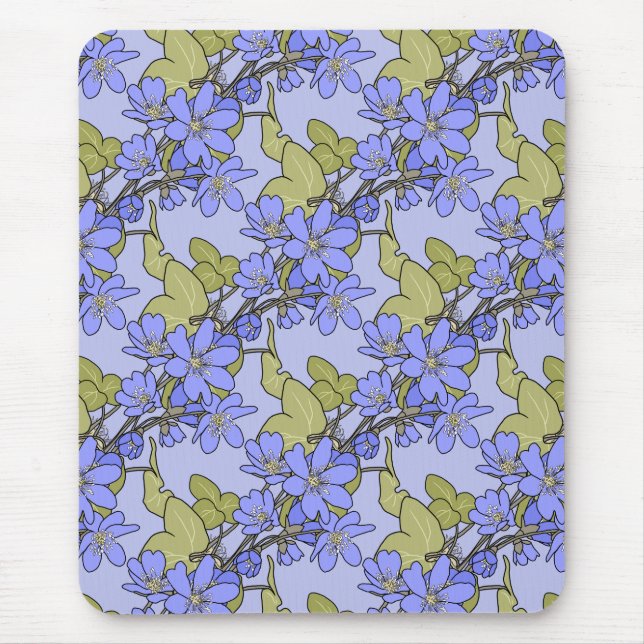 Blue Anemones Mouse Mat (Front)
