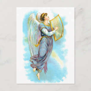 Blue Angel And Harp Postcard