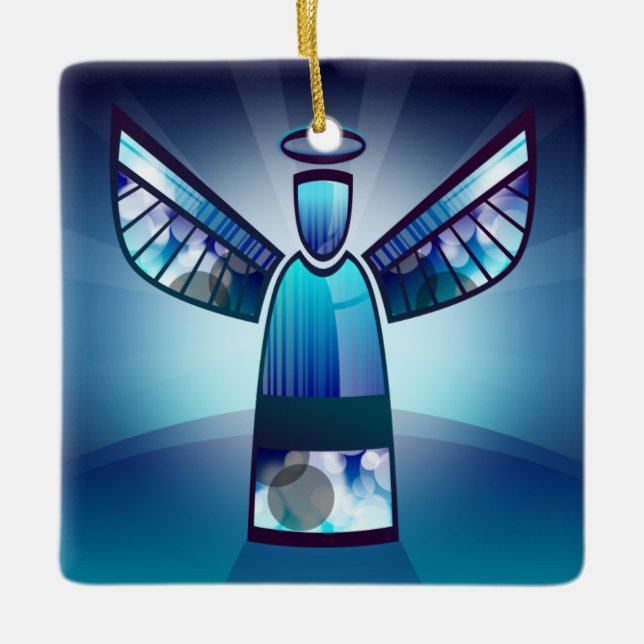 Blue Angel Ceramic Ornament (Front)