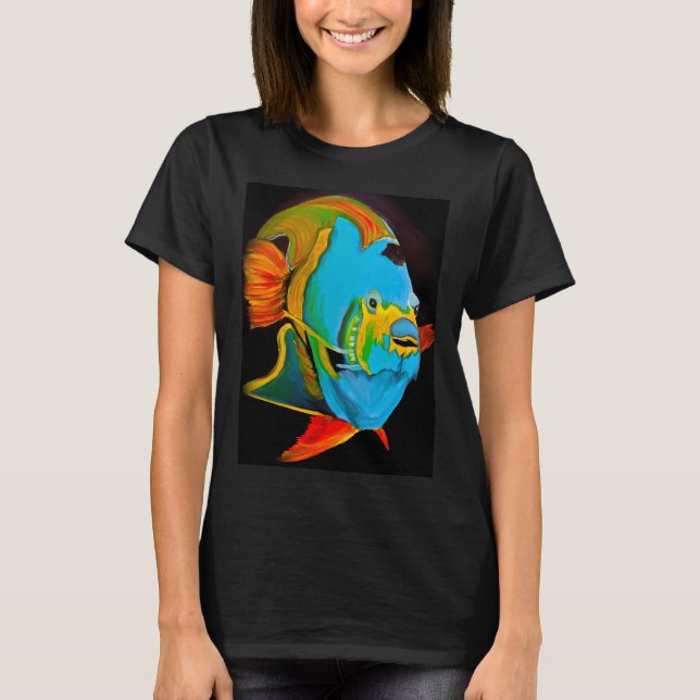 Blue Angel Fish Abstract T-Shirt (Front)
