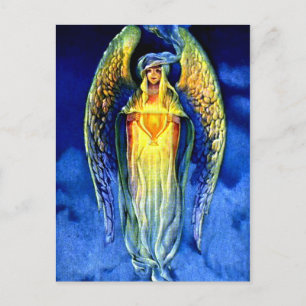 Blue Angel in the Spirit of Christmas Holiday Postcard