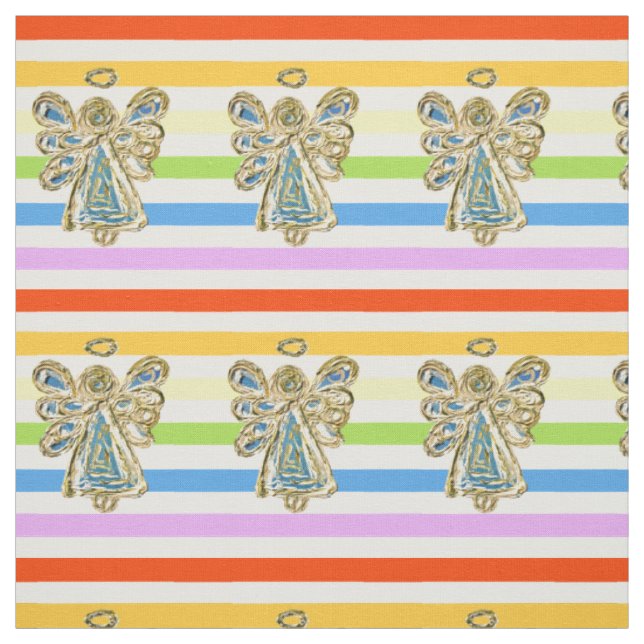 Blue Angel Rainbow Stripe Fabric Art Material (Swatch)
