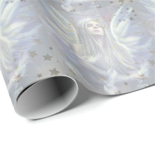 Blue Angel & Stars Wrapping Paper