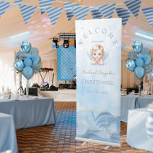 Blue Angel-Themed Christening Welcome Banner