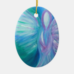 Blue Angel Whimsical Healing Art Ceramic Tree Decoration