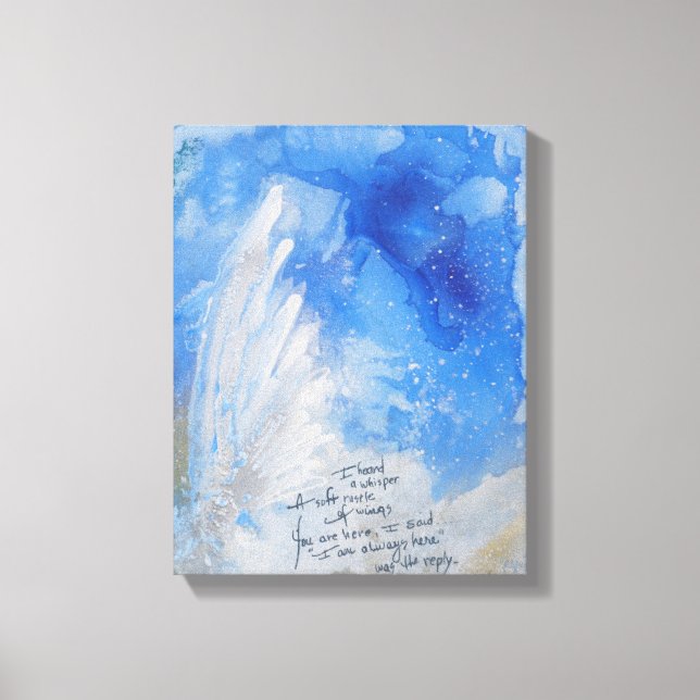 Blue Angel wings, softly present watercolor Canvas Print (Front)