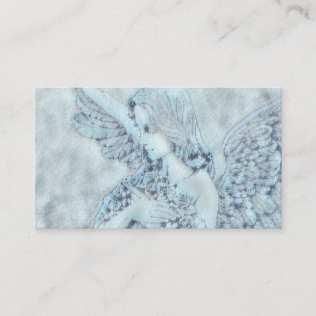 Blue Angel with Flowers Business Card (Front)
