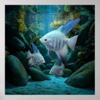 Blue Angelfish Underwater Aquarium Fish Tank Lover