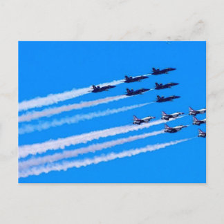 Blue Angels and Thunderbirds Flying History Postcard
